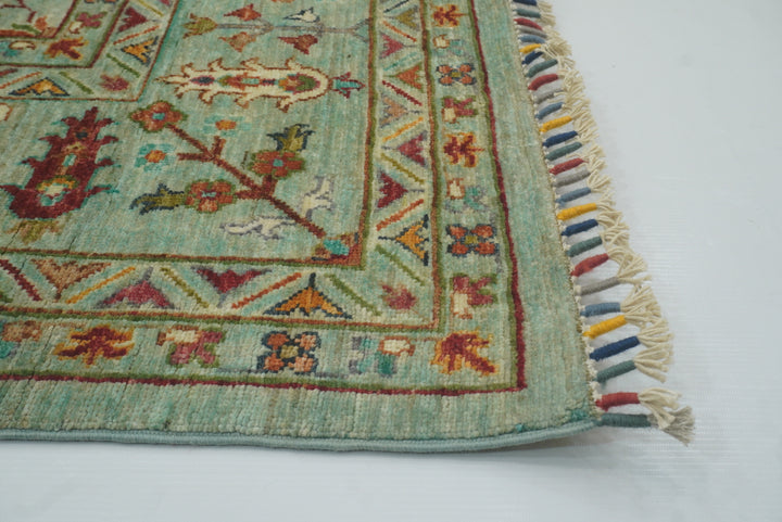 9x12 Waziri Pistachio Green Afghan Hand knotted Rug - Yildiz Rugs