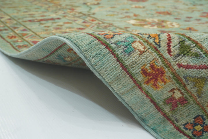 9x12 Waziri Pistachio Green Afghan Hand knotted Rug - Yildiz Rugs