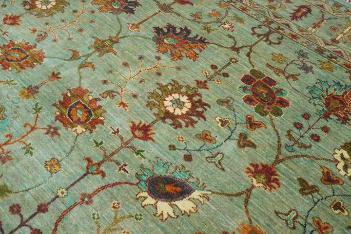 9x12 Waziri Pistachio Green Afghan Hand knotted Rug - Yildiz Rugs
