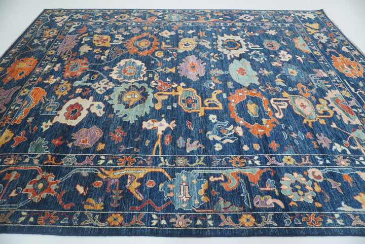 9x12 Navy Blue Oushak Turkish Hand knotted Oriental Rug - Yildiz Rugs