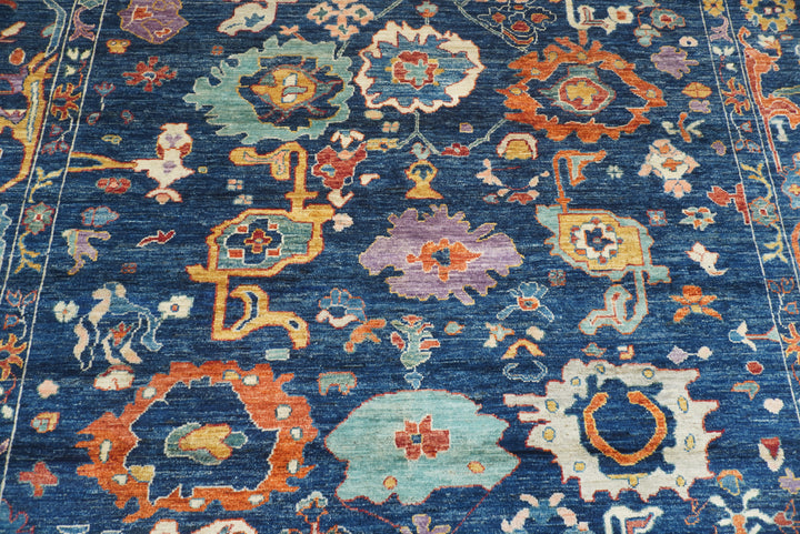 9x12 Navy Blue Oushak Turkish Hand knotted Oriental Rug - Yildiz Rugs
