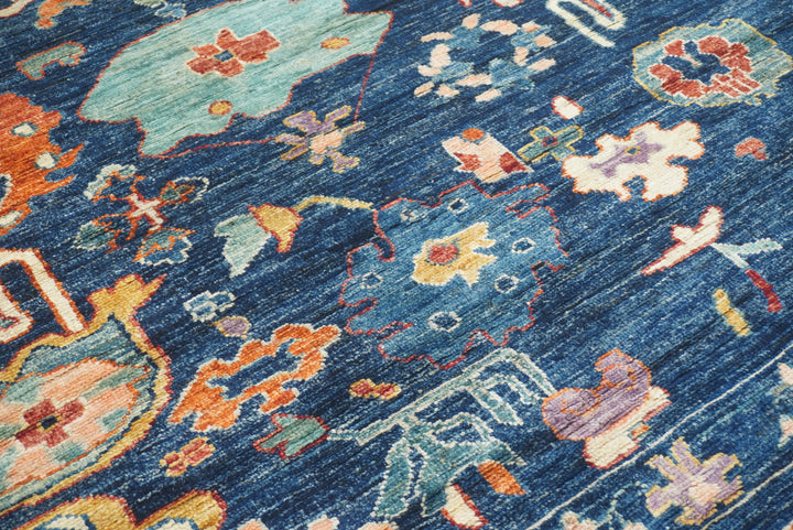 9x12 Navy Blue Oushak Turkish Hand knotted Oriental Rug - Yildiz Rugs