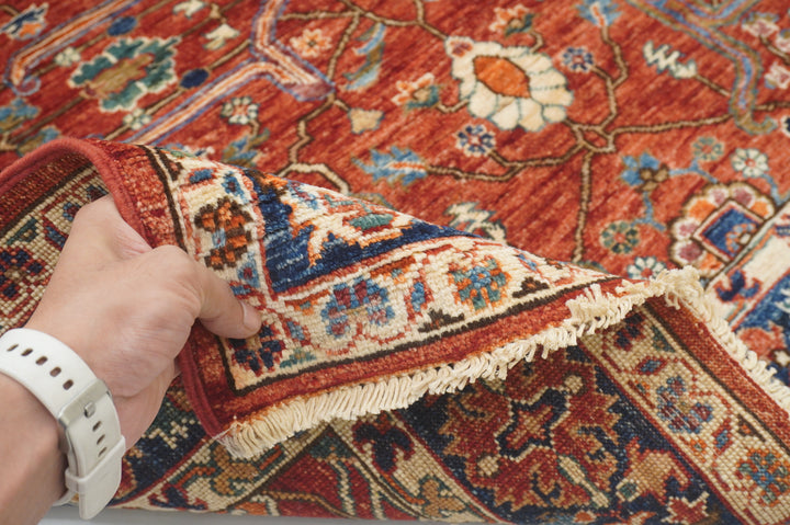 4x10 Red Wide Heriz Afghan Hand knotted Oriental Runner Rug - Yildiz Rugs