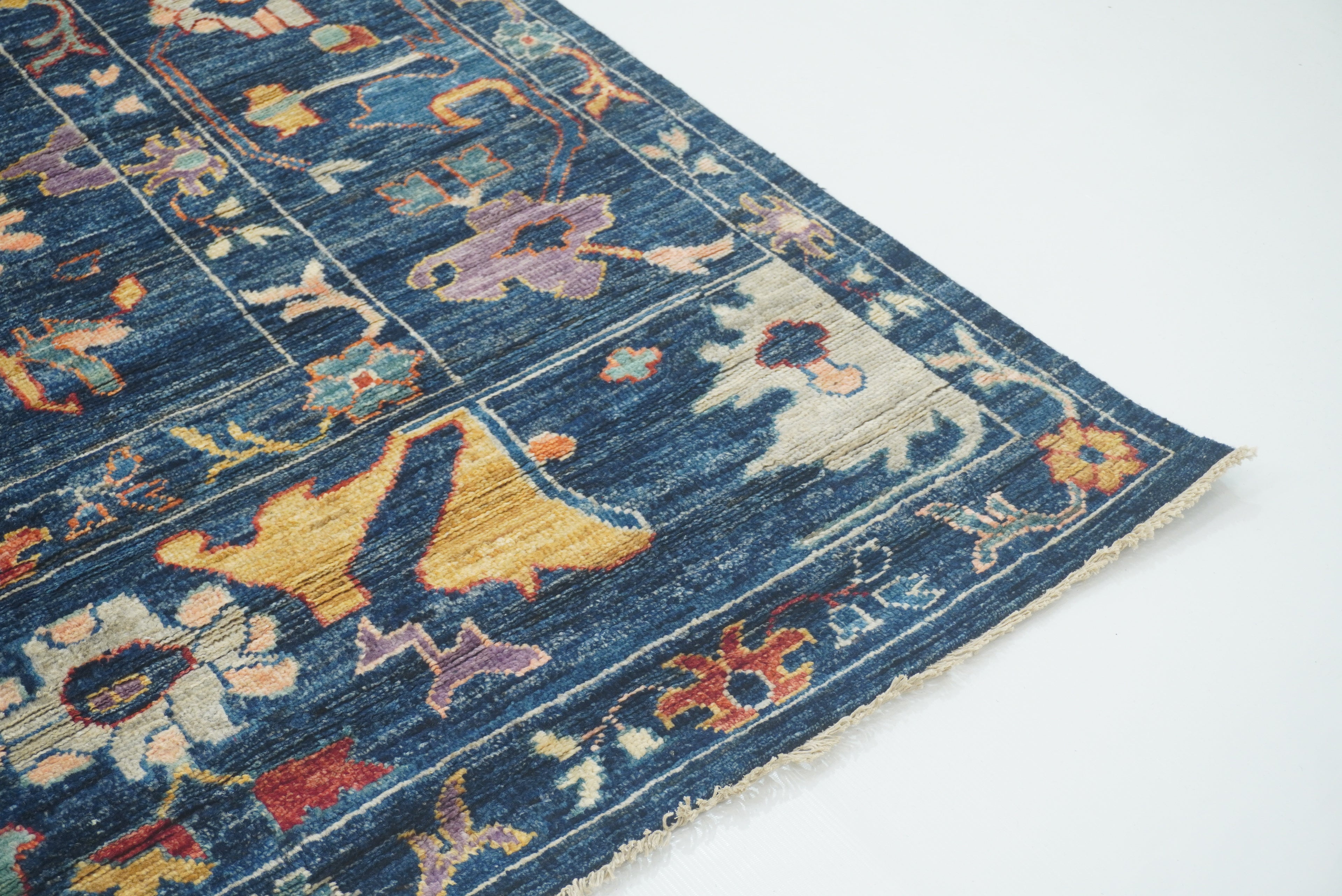 9x12 Navy Blue Oushak Turkish Hand knotted Oriental Rug - Yildiz Rugs
