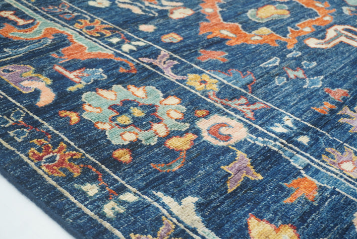 9x12 Navy Blue Oushak Turkish Hand knotted Oriental Rug - Yildiz Rugs