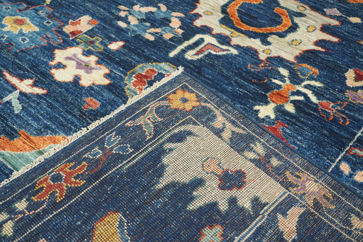 9x12 Navy Blue Oushak Turkish Hand knotted Oriental Rug - Yildiz Rugs