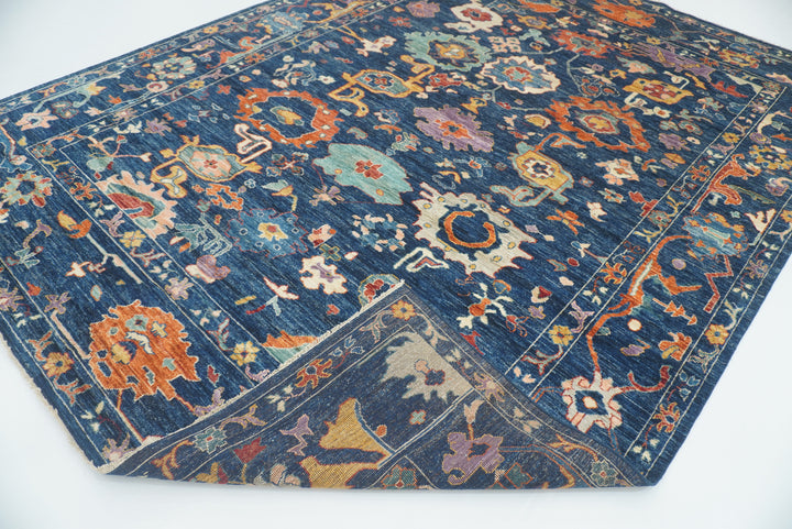 9x12 Navy Blue Oushak Turkish Hand knotted Oriental Rug - Yildiz Rugs