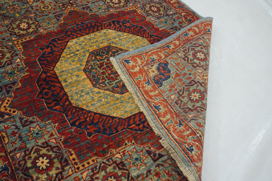 10 ft Blue Mamluk Hand knotted Turkish Medallion Runner Rug