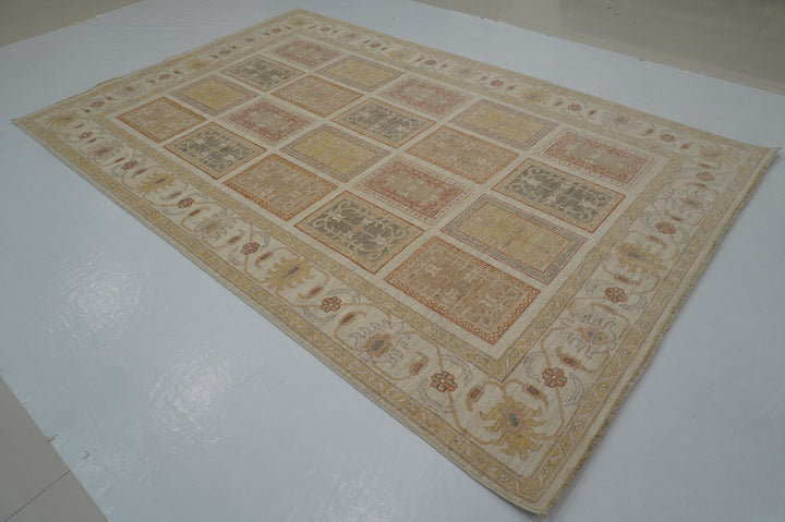 7x10 Beige Vintage Bakhtiari Afghan Hand Knotted Oriental Rug - Yildiz Rugs