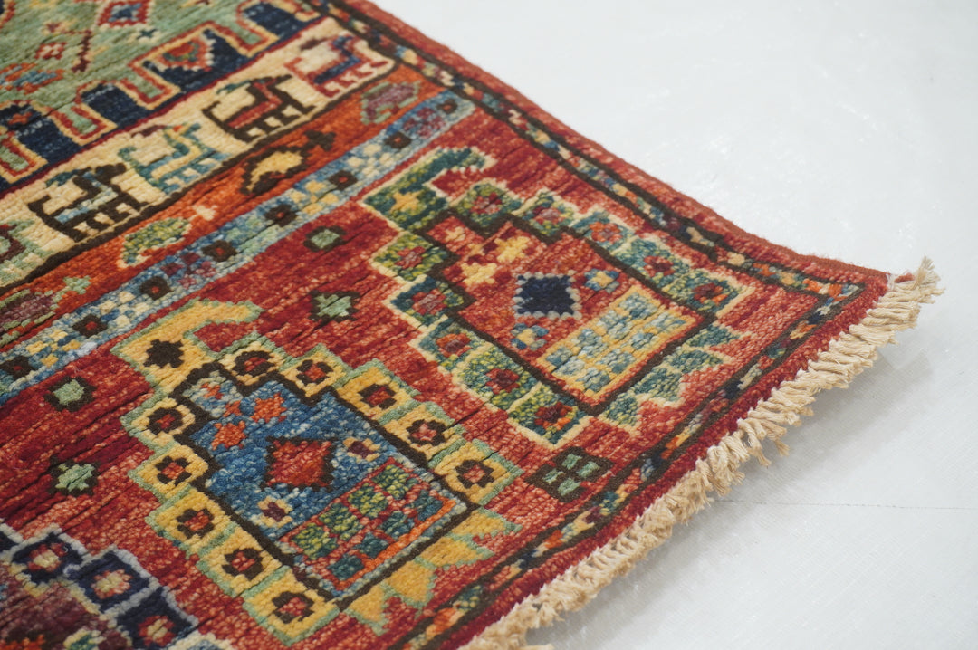 5 ft Red Tribal Gabbeh Afghan Hand knotted Narrow Short Runner Rug - Yildiz Rugs