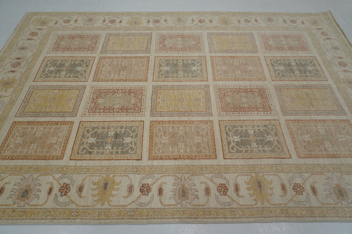 7x10 Beige Vintage Bakhtiari Afghan Hand Knotted Oriental Rug - Yildiz Rugs