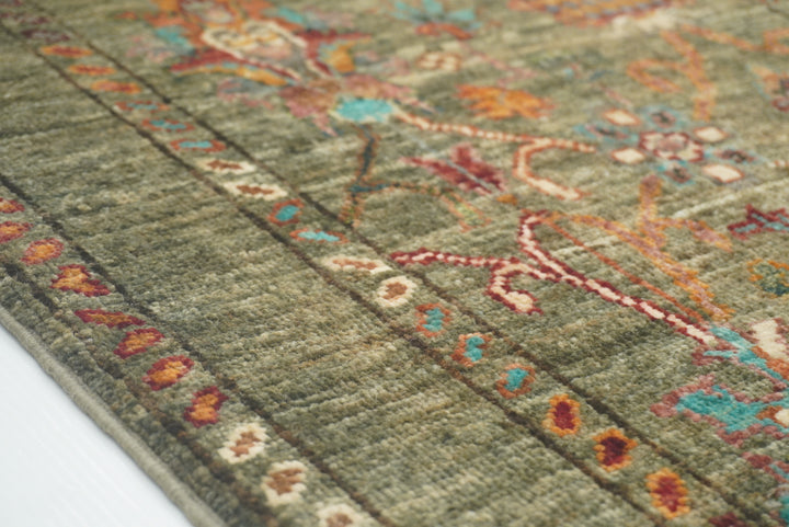 2x3 Green Afghan Waziri Floral Hand Knotted Rug - Yildiz Rugs