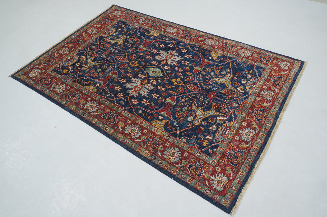 4x6 Navy Blue Bidjar Afghan Hand knotted Oriental Rug