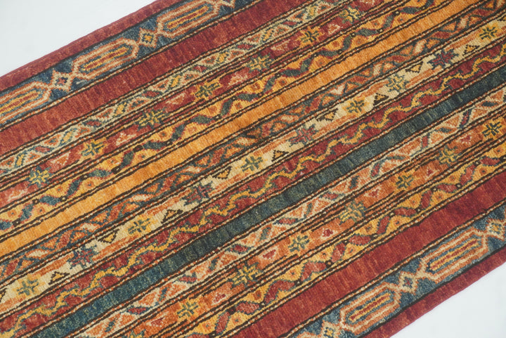 2x5 Red Shaal Turkish Hand knotted Runner Rug - Yildiz Rugs