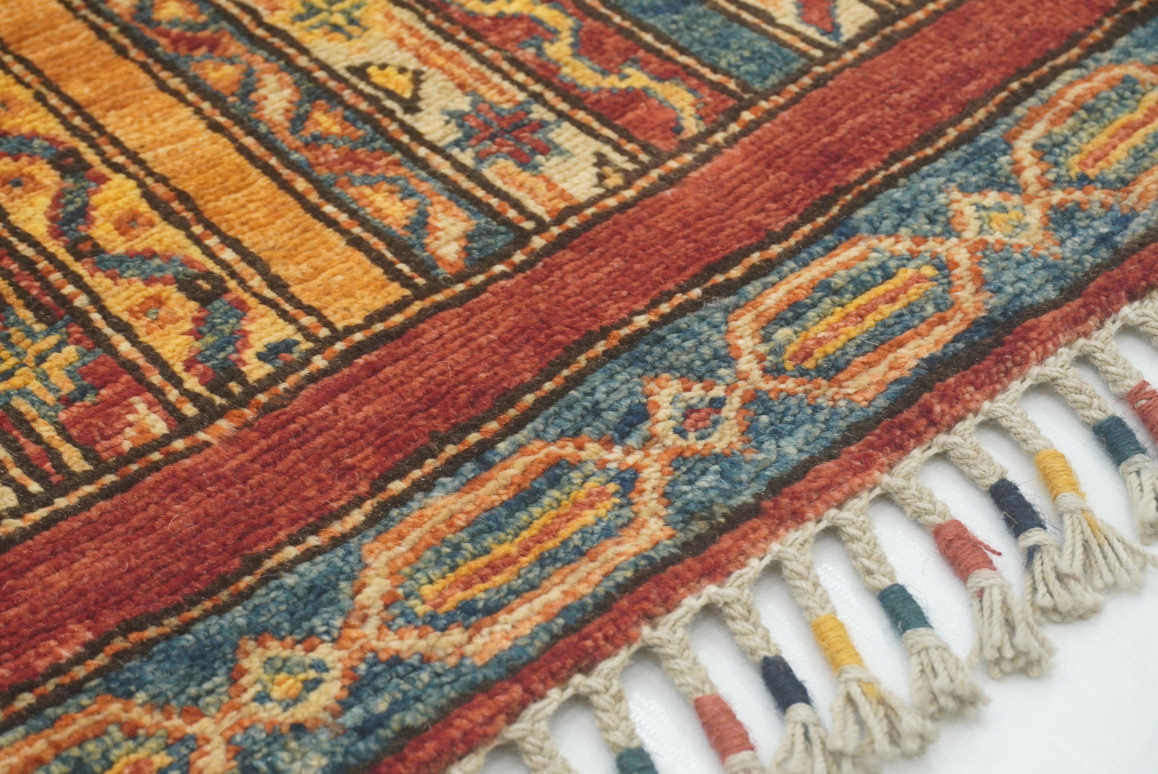 2x5 Red Shaal Turkish Hand knotted Runner Rug - Yildiz Rugs