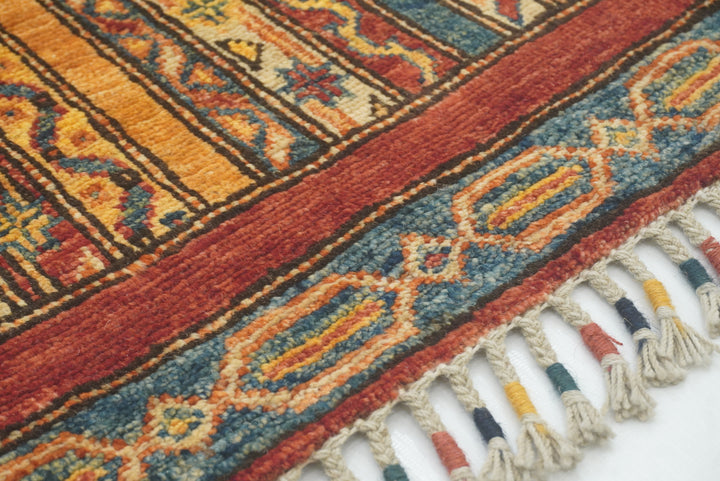 2x5 Red Shaal Turkish Hand knotted Runner Rug - Yildiz Rugs