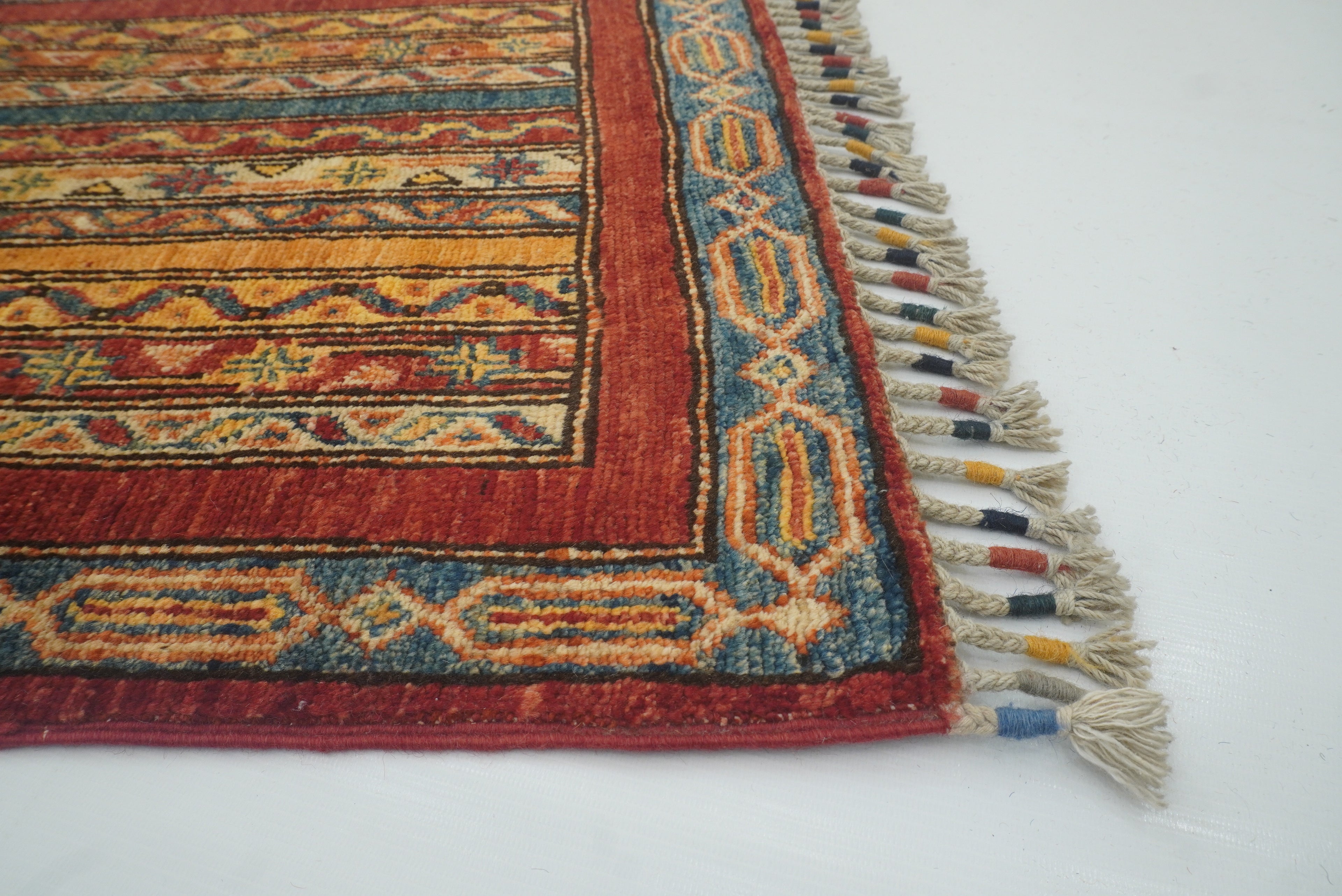 2x5 Red Shaal Turkish Hand knotted Runner Rug - Yildiz Rugs