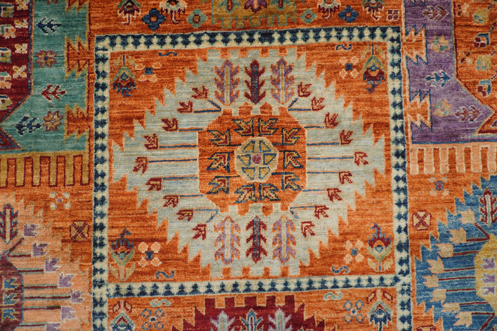 7 x 9 ft Orange Baluch Afghan Hand Knotted Tribal Bohemian Rug - Yildiz Rugs