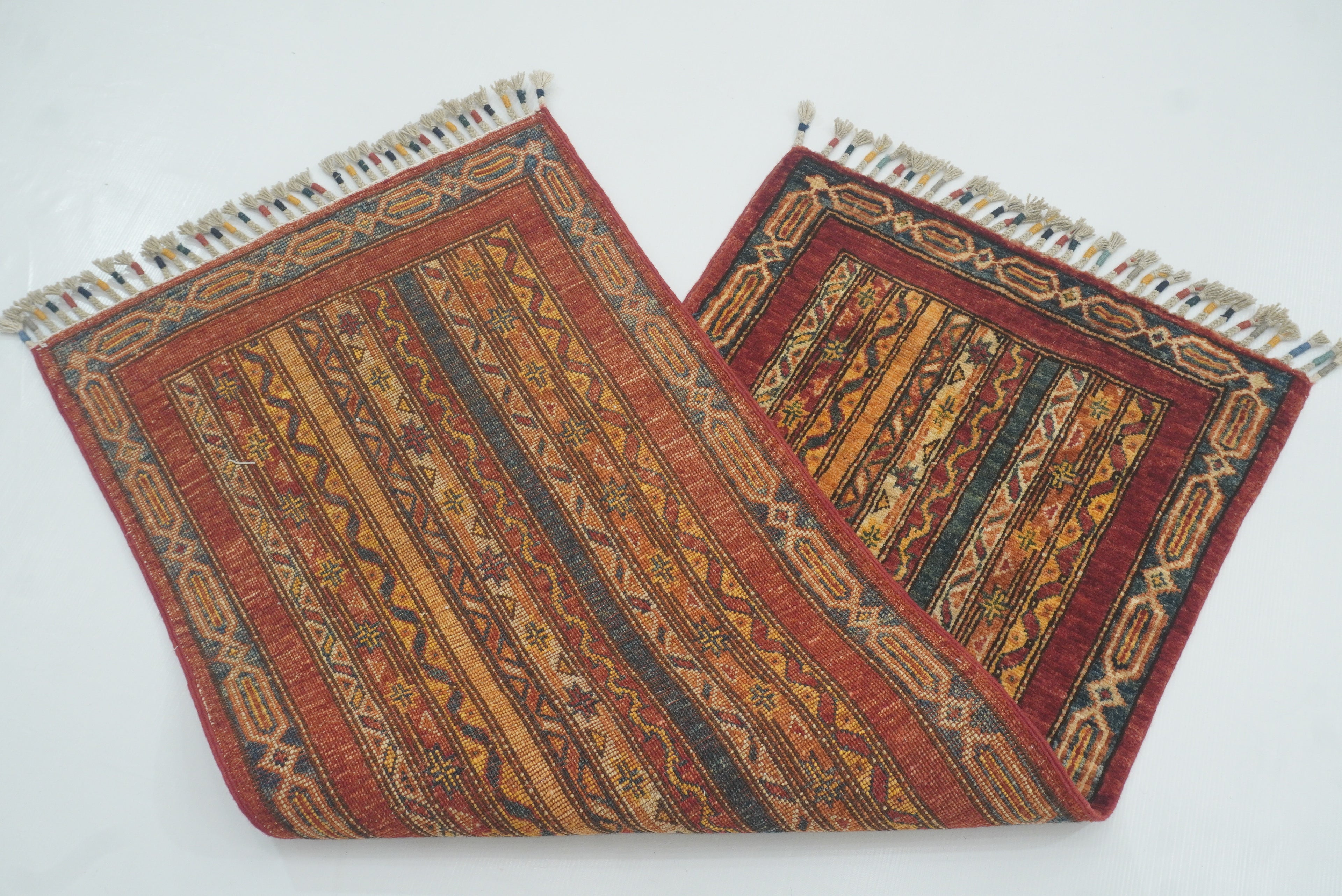 2x5 Red Shaal Turkish Hand knotted Runner Rug - Yildiz Rugs