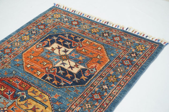 13 Ft Blue Ersari Elephant foot Afghan hand knotted Oriental Runner Rug - Yildiz Rugs