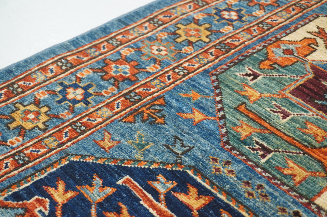 13 Ft Blue Ersari Elephant foot Afghan hand knotted Oriental Runner Rug - Yildiz Rugs