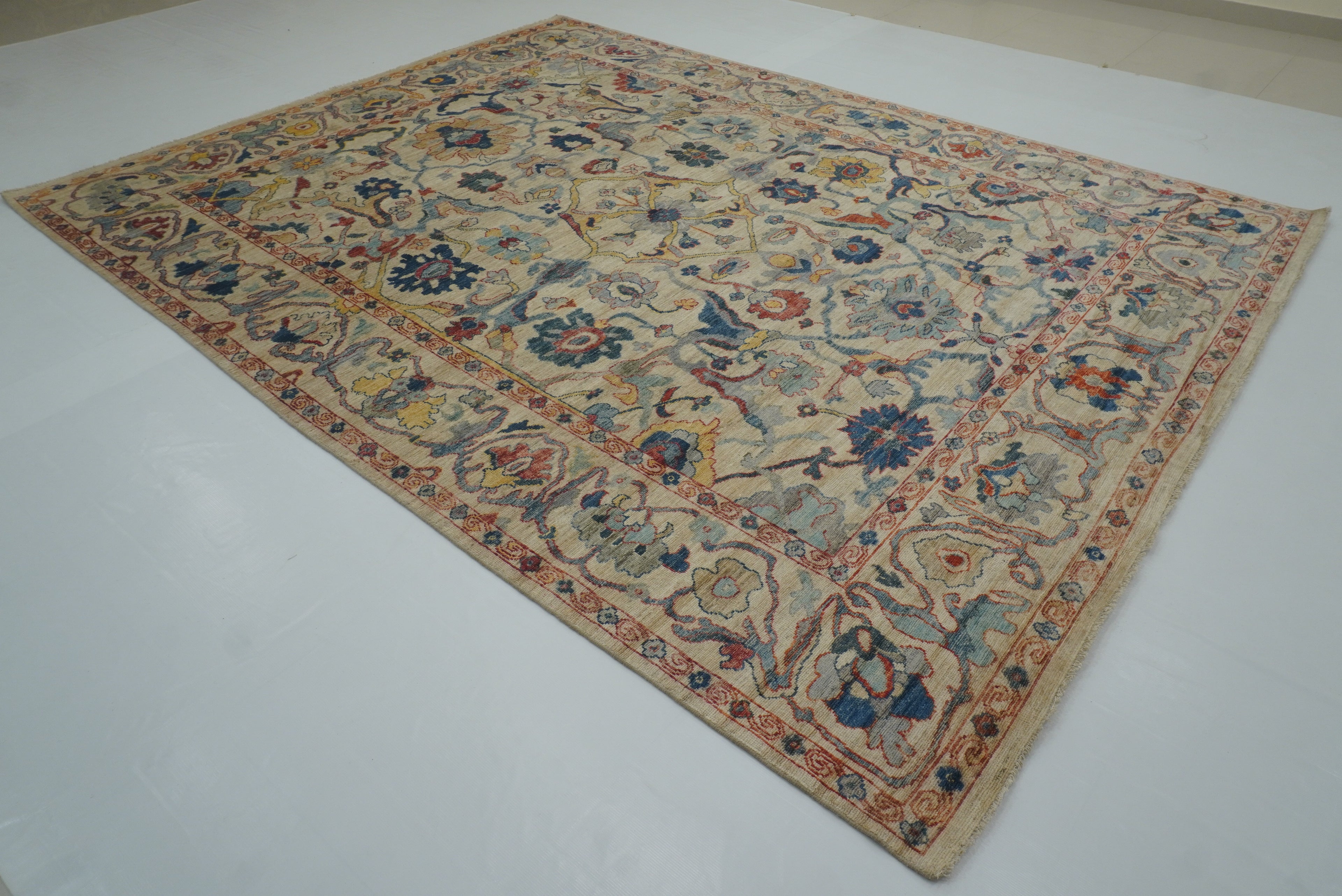 9x12 Beige Oushak Turkish Hand knotted Oriental Rug - Yildiz Rugs
