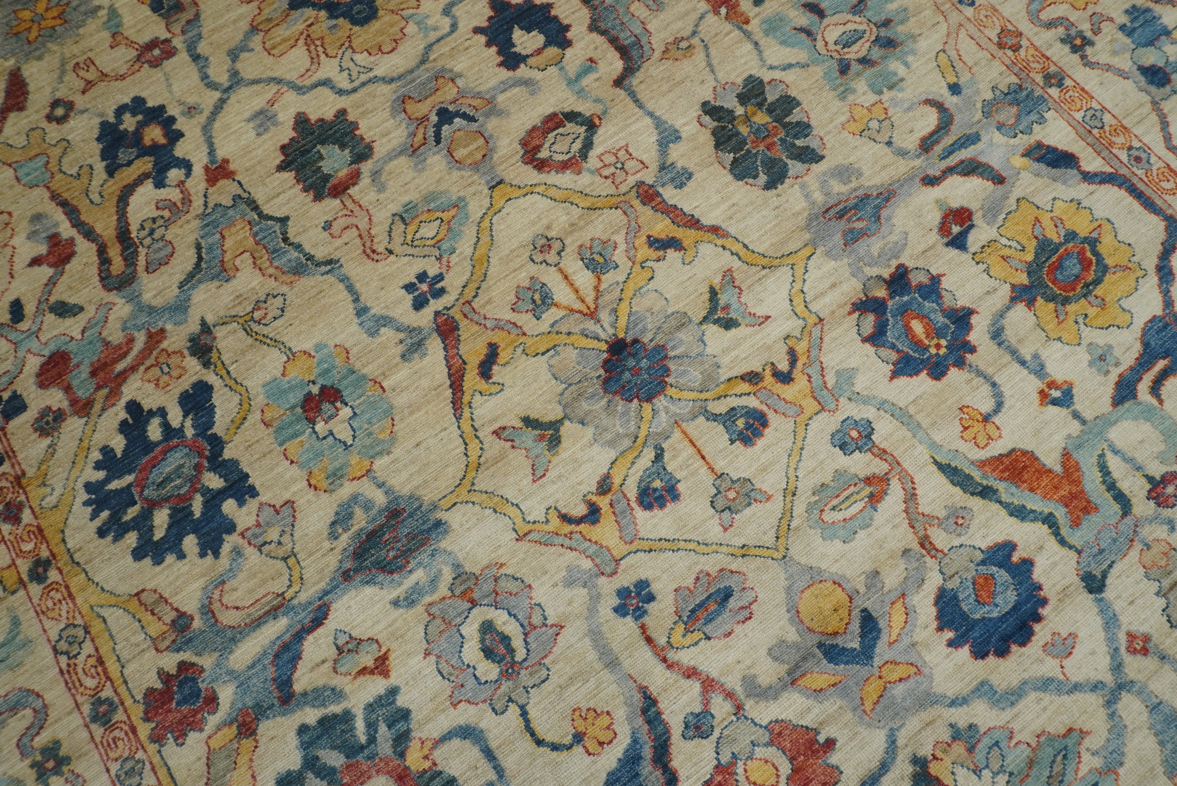 9x12 Beige Oushak Turkish Hand knotted Oriental Rug - Yildiz Rugs