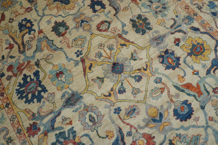 9x12 Beige Oushak Turkish Hand knotted Oriental Rug - Yildiz Rugs