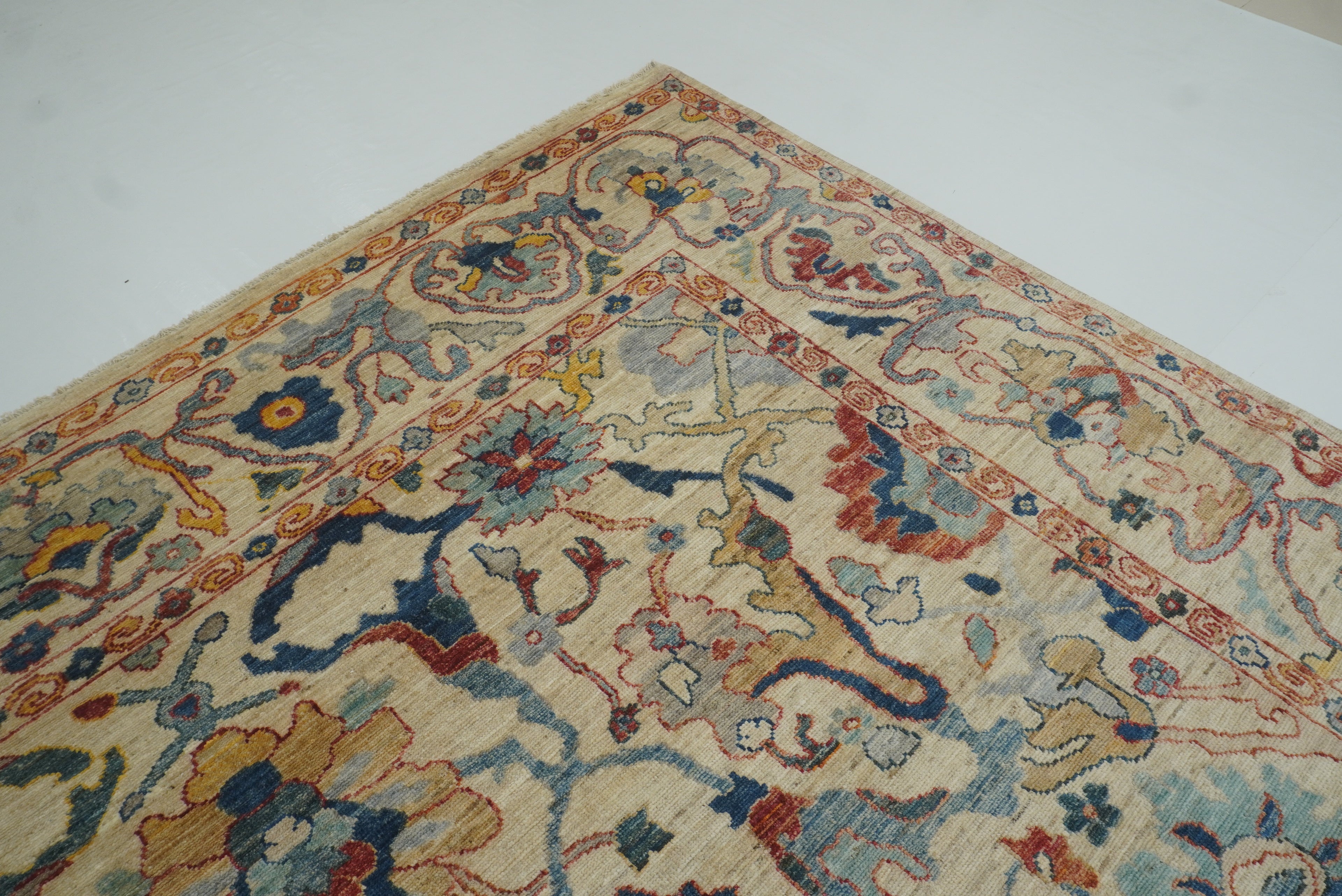 9x12 Beige Oushak Turkish Hand knotted Oriental Rug - Yildiz Rugs