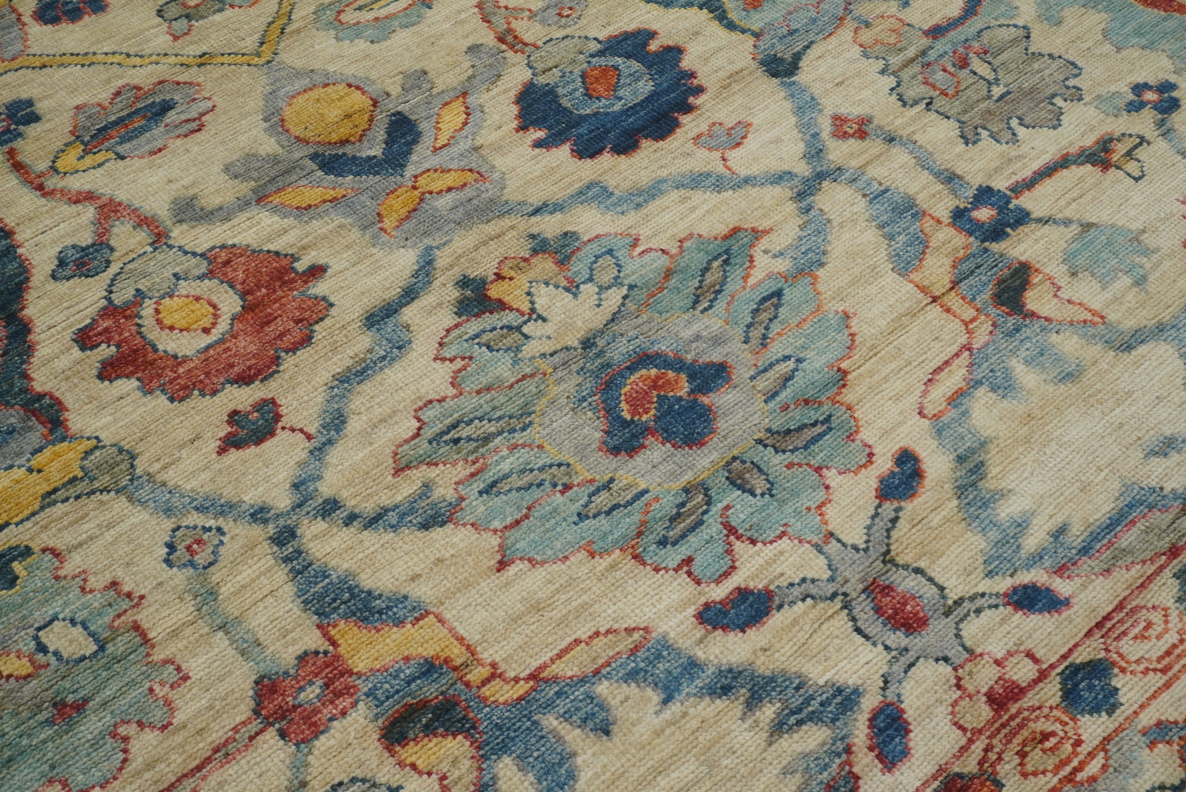 9x12 Beige Oushak Turkish Hand knotted Oriental Rug - Yildiz Rugs