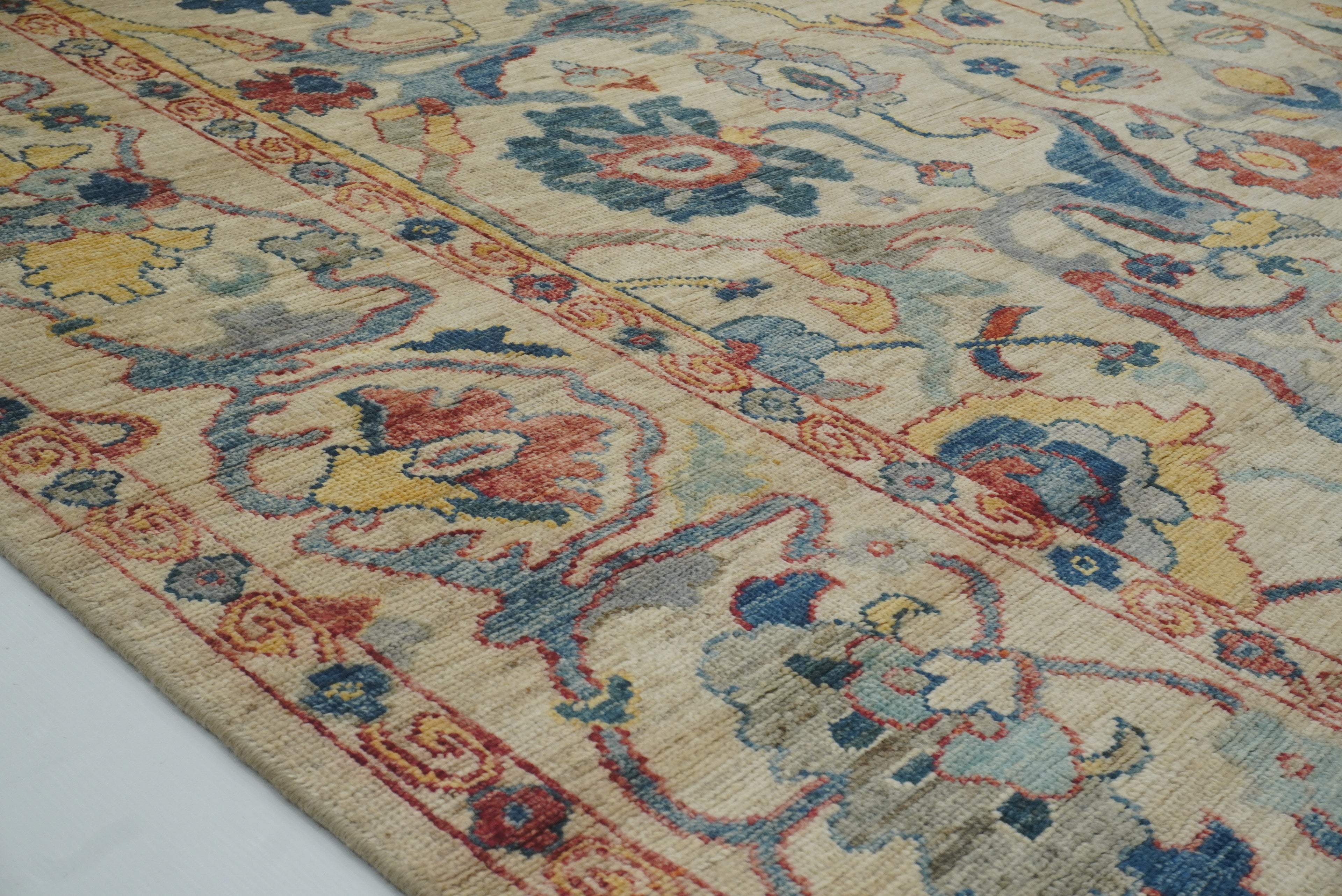 9x12 Beige Oushak Turkish Hand knotted Oriental Rug - Yildiz Rugs