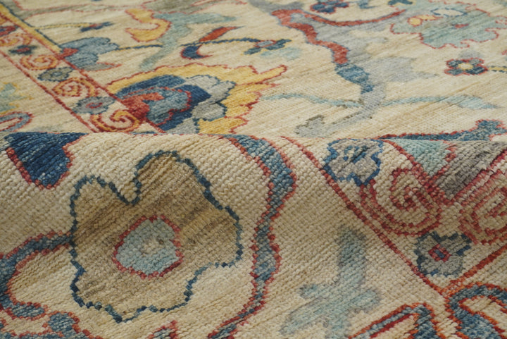 9x12 Beige Oushak Turkish Hand knotted Oriental Rug - Yildiz Rugs