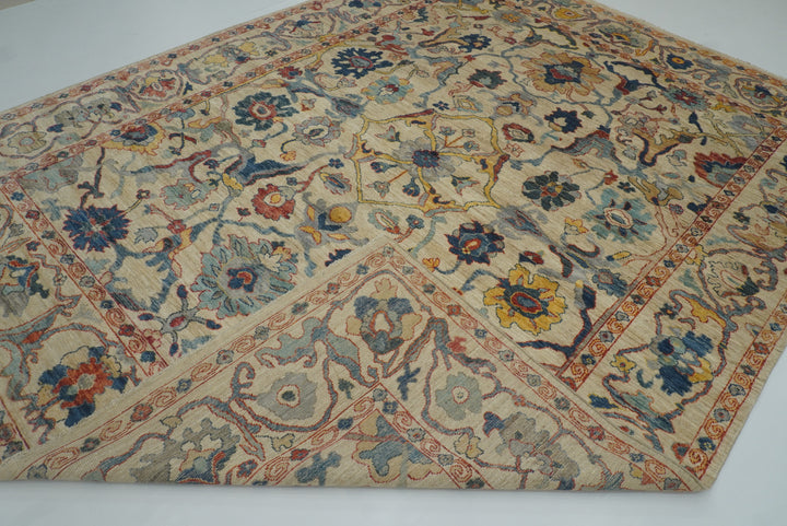 9x12 Beige Oushak Turkish Hand knotted Oriental Rug - Yildiz Rugs