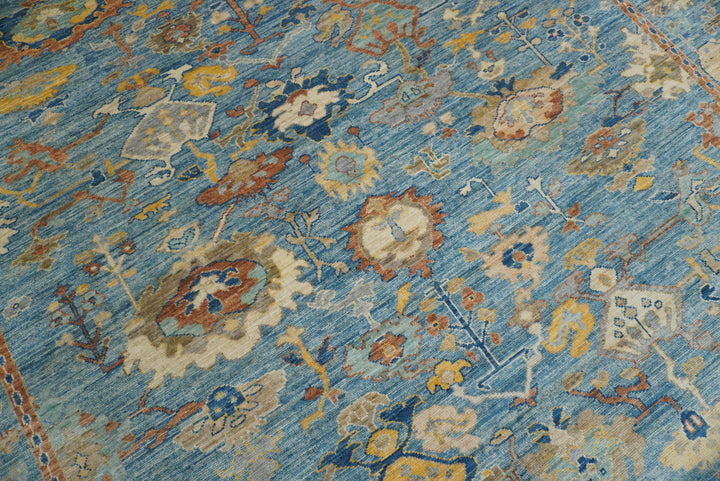 9x12 Blue Oushak Hand-Knotted Turkish Rug - Yildiz Rugs