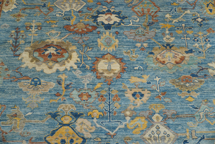 9x12 Blue Oushak Hand-Knotted Turkish Rug - Yildiz Rugs