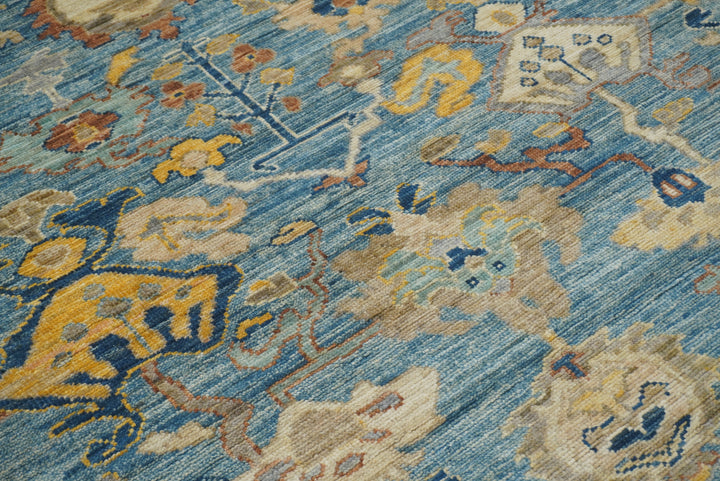 9x12 Blue Oushak Hand-Knotted Turkish Rug - Yildiz Rugs