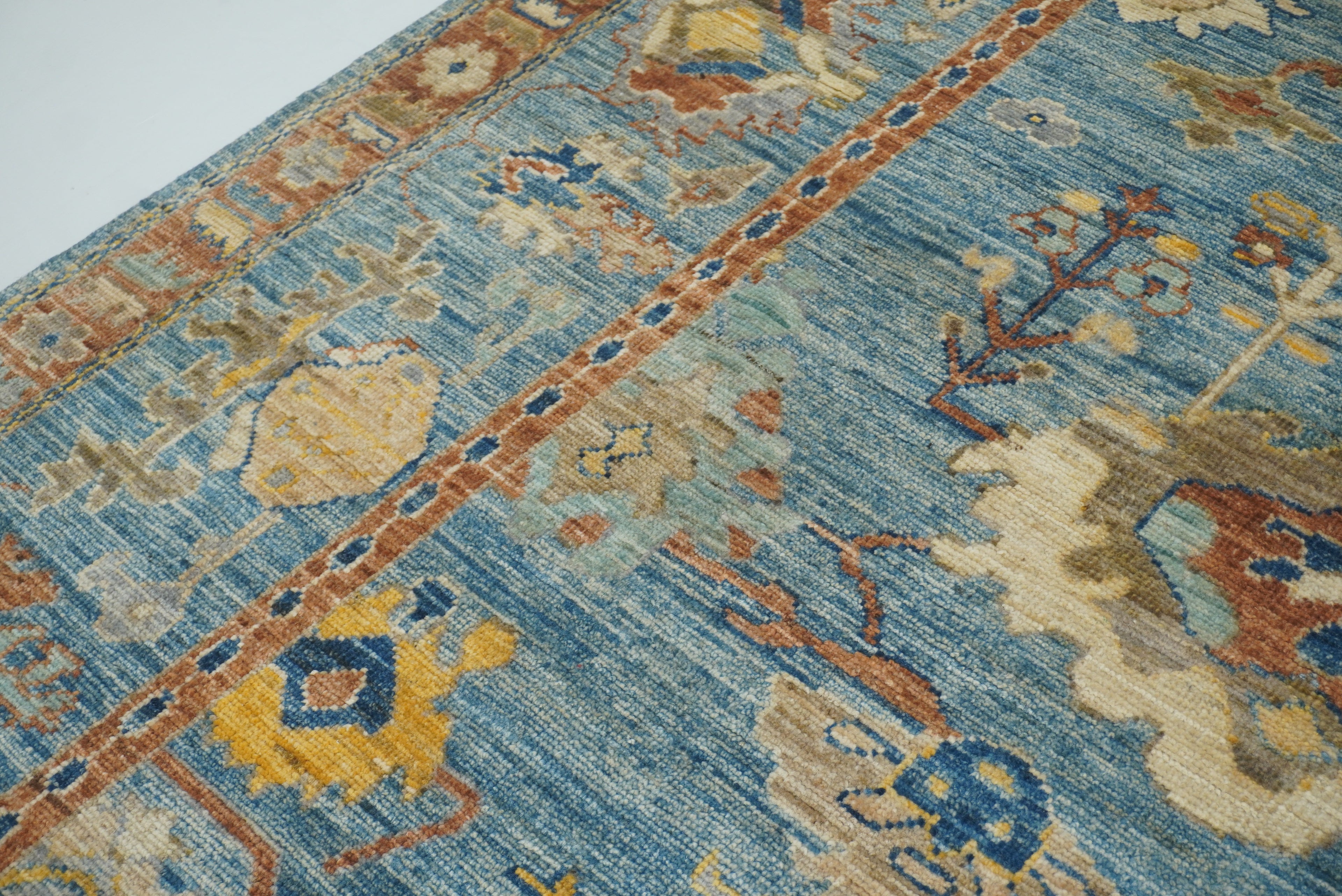 9x12 Blue Oushak Hand-Knotted Turkish Rug - Yildiz Rugs