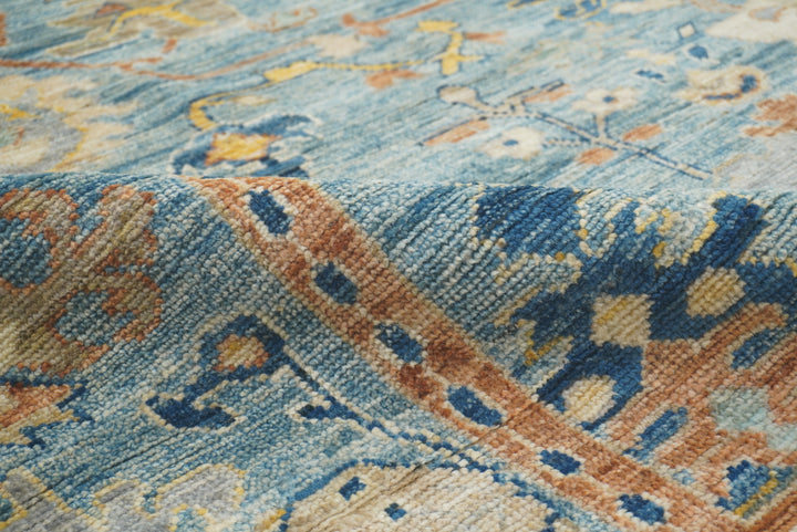 9x12 Blue Oushak Hand-Knotted Turkish Rug - Yildiz Rugs