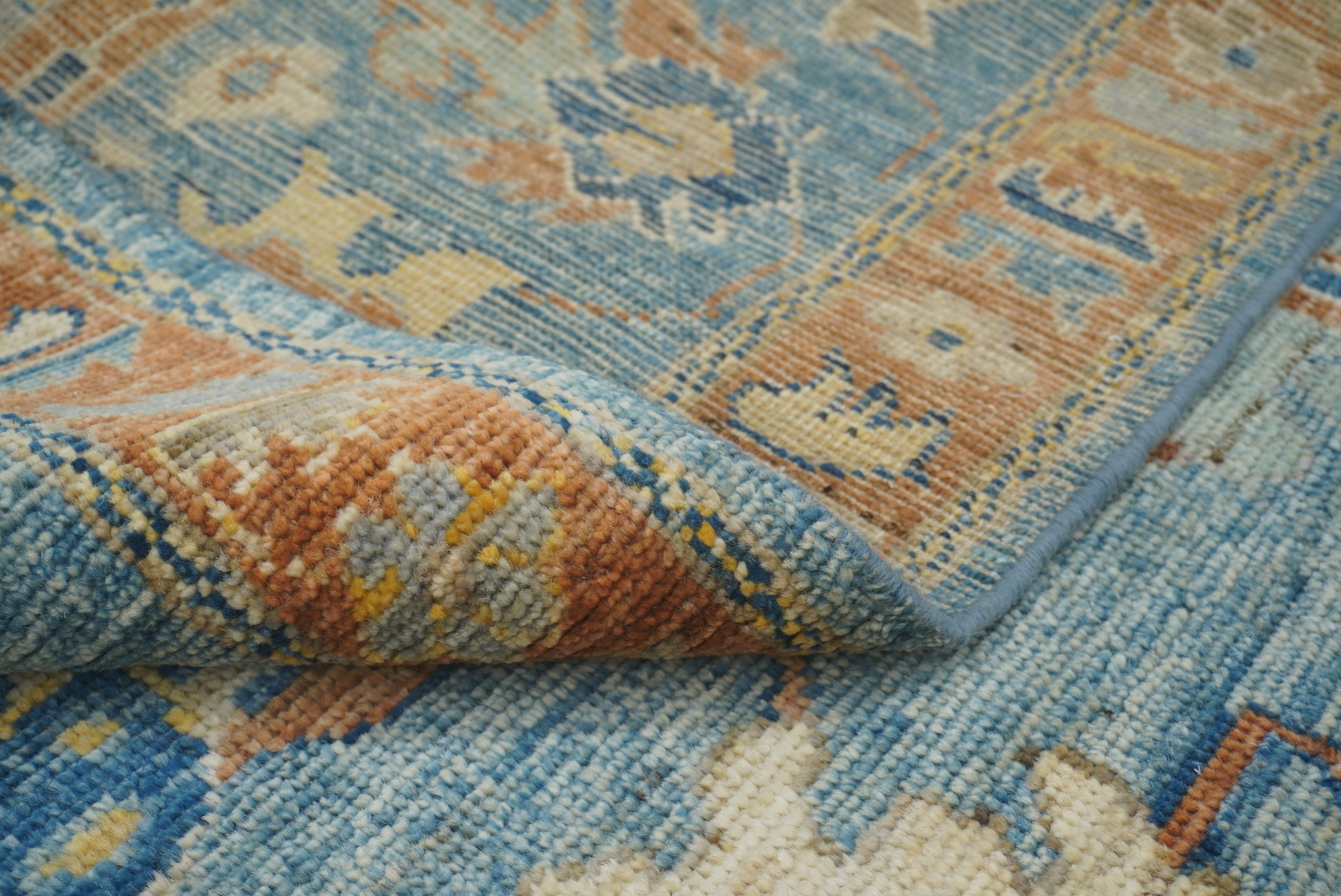 9x12 Blue Oushak Hand-Knotted Turkish Rug - Yildiz Rugs