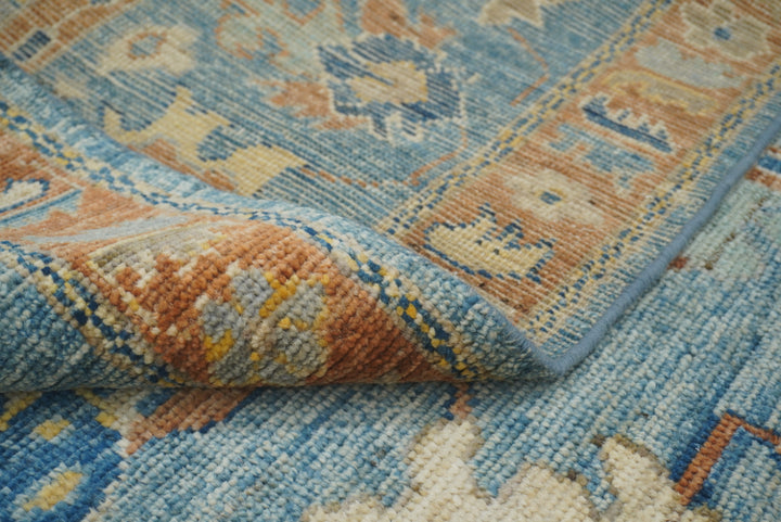 9x12 Blue Oushak Hand-Knotted Turkish Rug - Yildiz Rugs