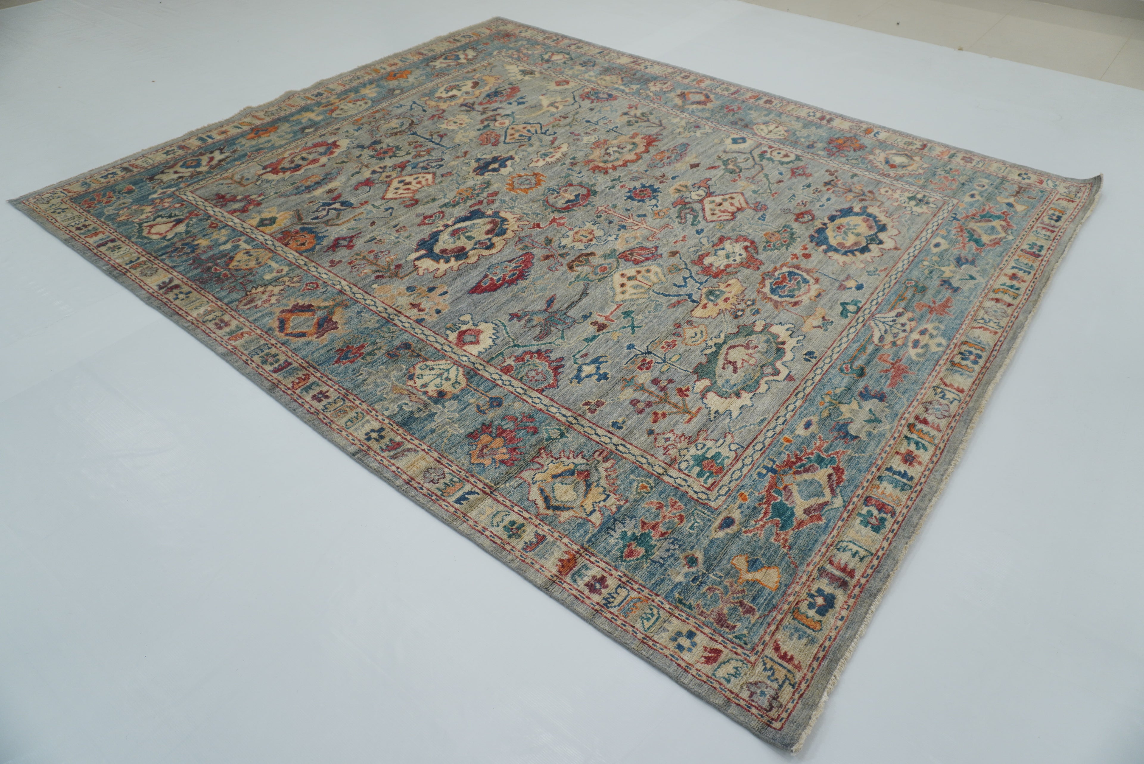 8x10 Oushak Blueish Gray Hand knotted Turkish Rug - Yildiz Rugs