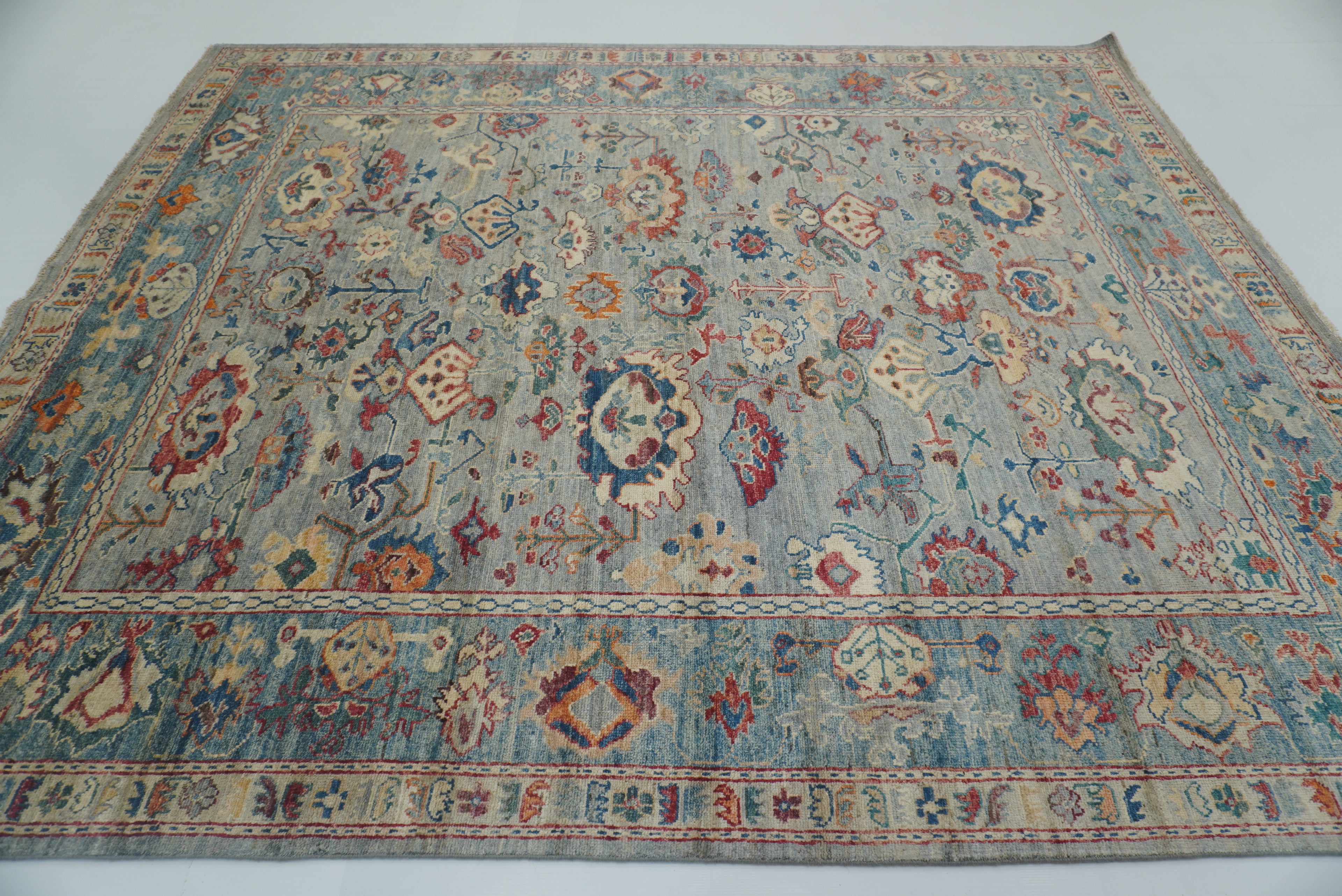 8x10 Oushak Blueish Gray Hand knotted Turkish Rug - Yildiz Rugs