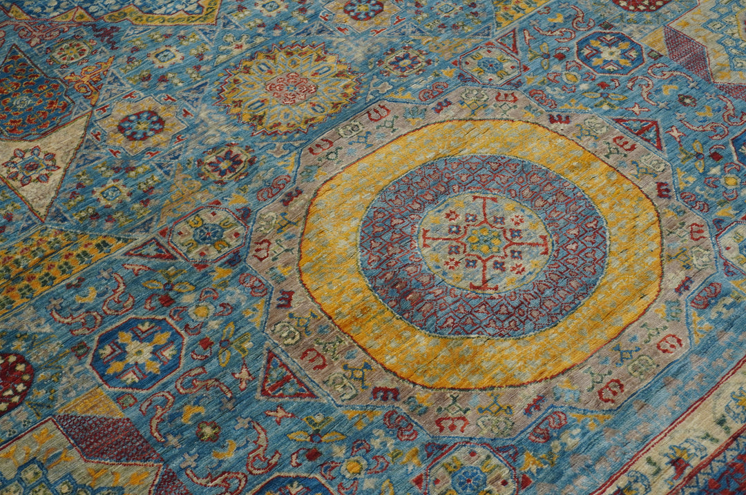 10x14 Pastel Blue Mamluk Turkish Hand knotted Medallion Rug