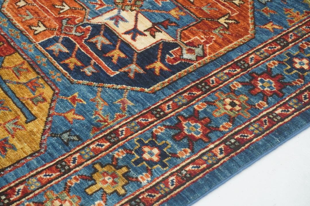 10 ft Blue Ersari Turkmen Afghan Hand knotted Runner Rug