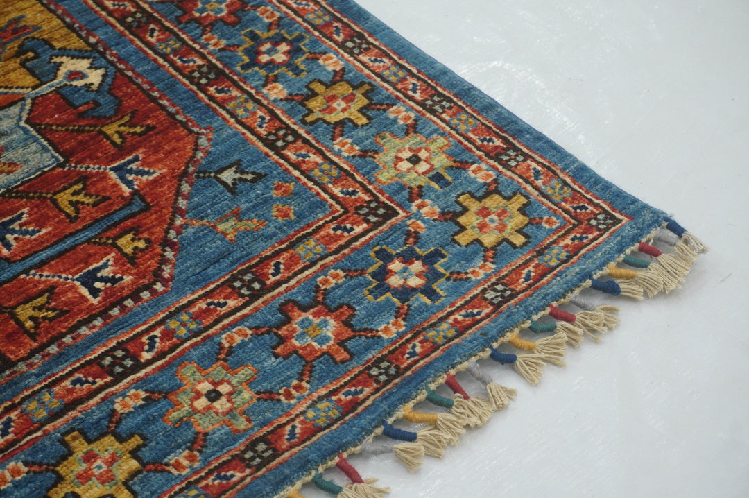 10 ft Blue Ersari Turkmen Afghan Hand knotted Runner Rug