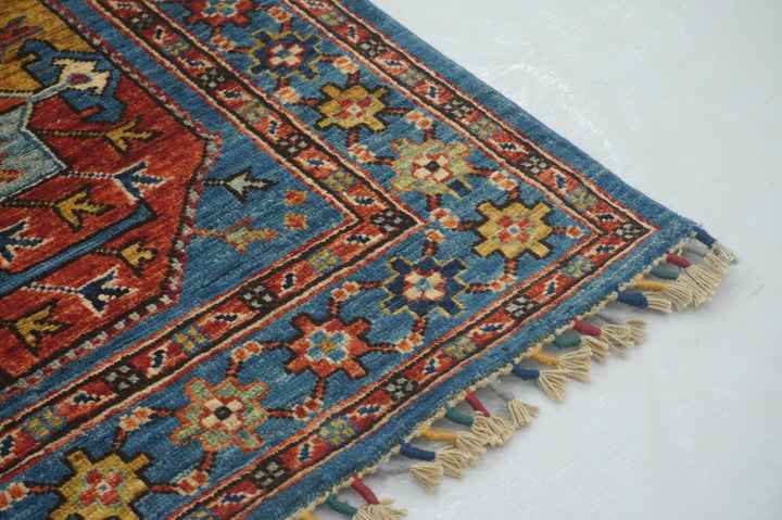 10 ft Blue Ersari Turkmen Afghan Hand knotted Runner Rug