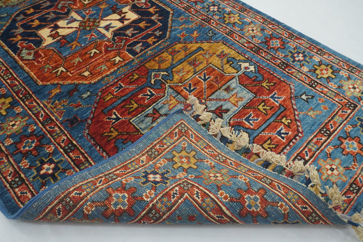 10 ft Blue Ersari Turkmen Afghan Hand knotted Runner Rug