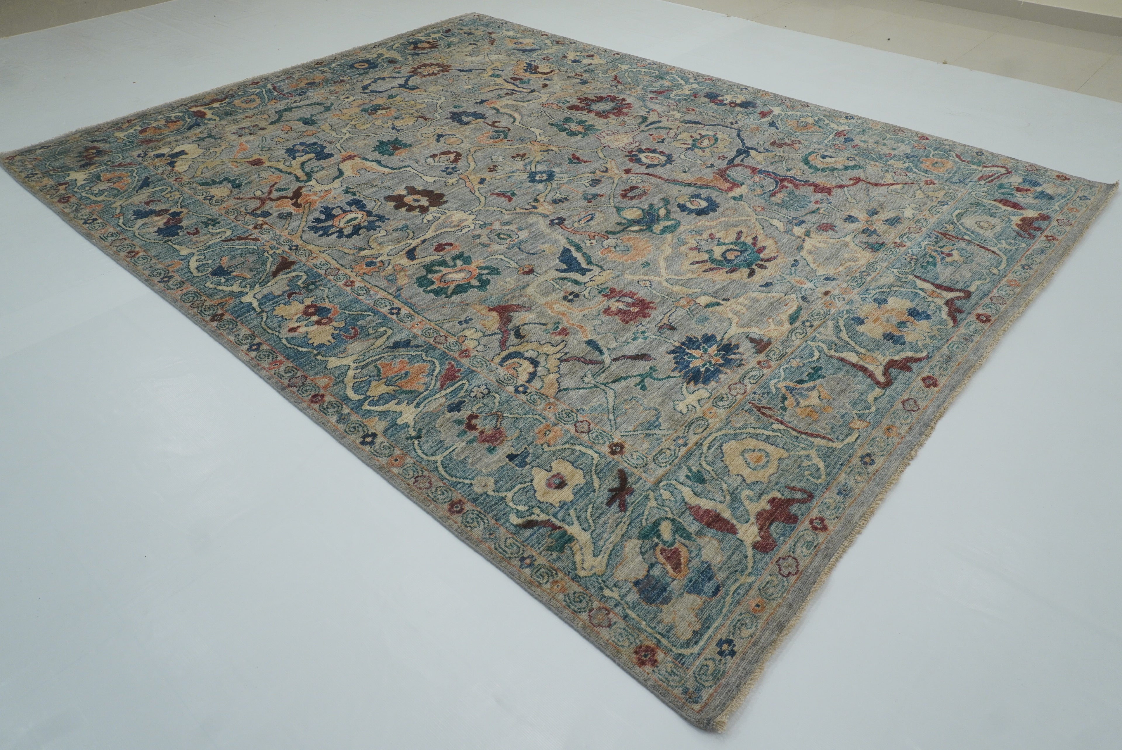 9x12 Oushak Blueish Gray Hand knotted Rug - Yildiz Rugs