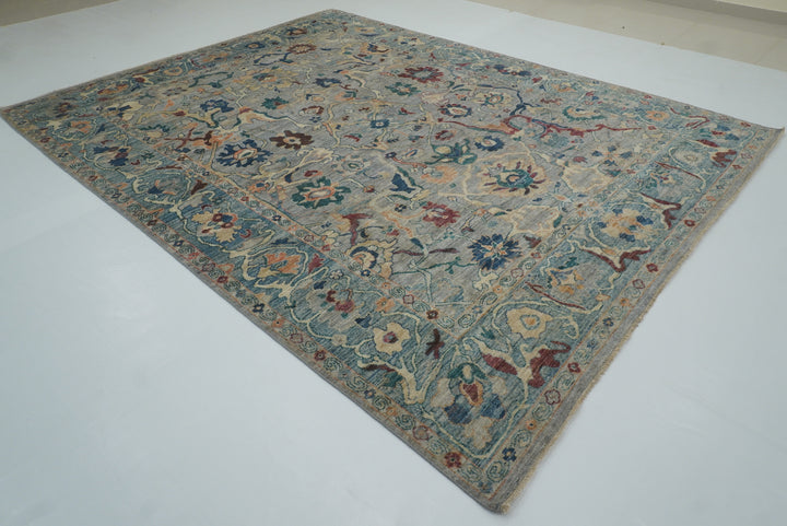 9x12 Oushak Blueish Gray Hand knotted Rug - Yildiz Rugs
