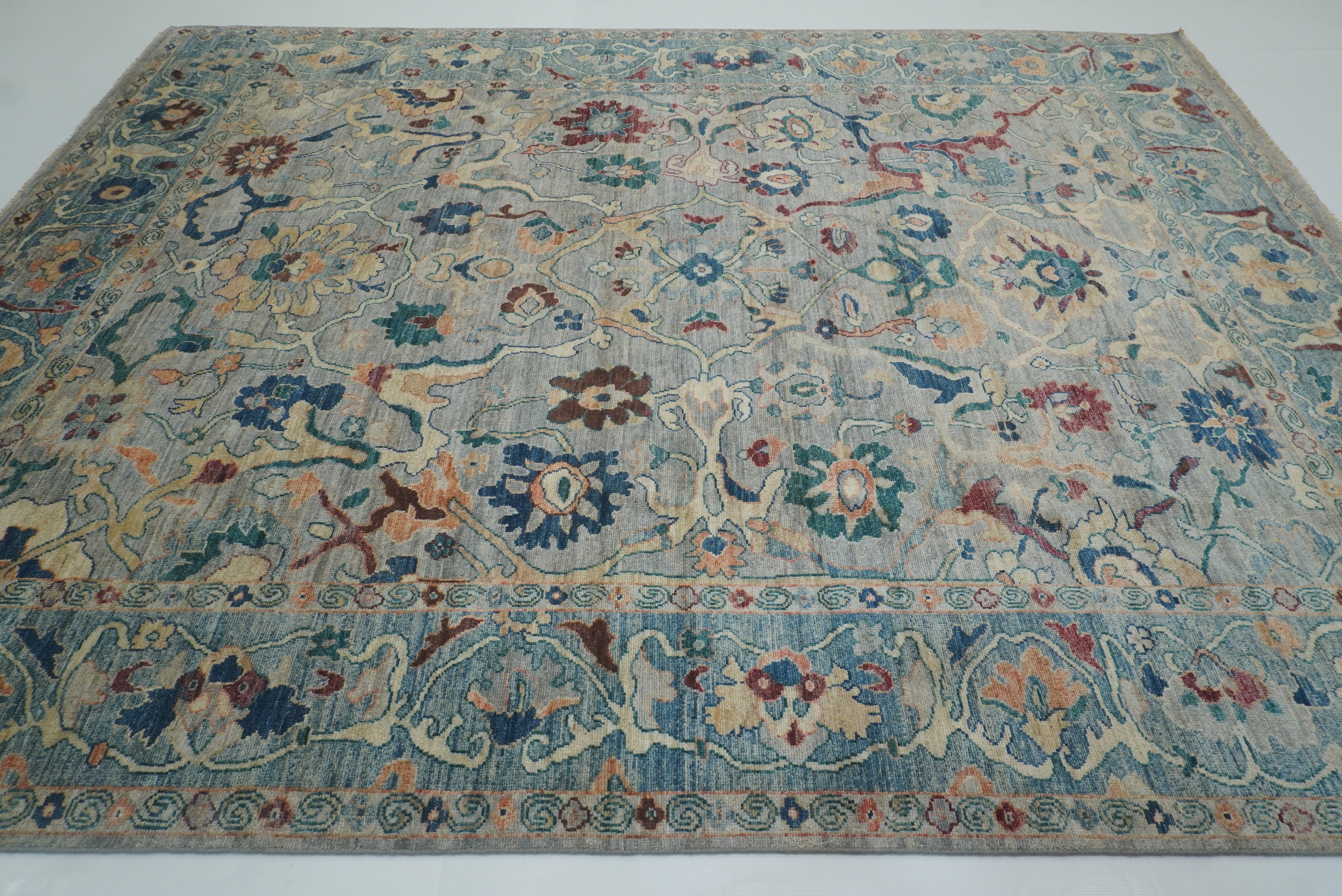 9x12 Oushak Blueish Gray Hand knotted Rug - Yildiz Rugs